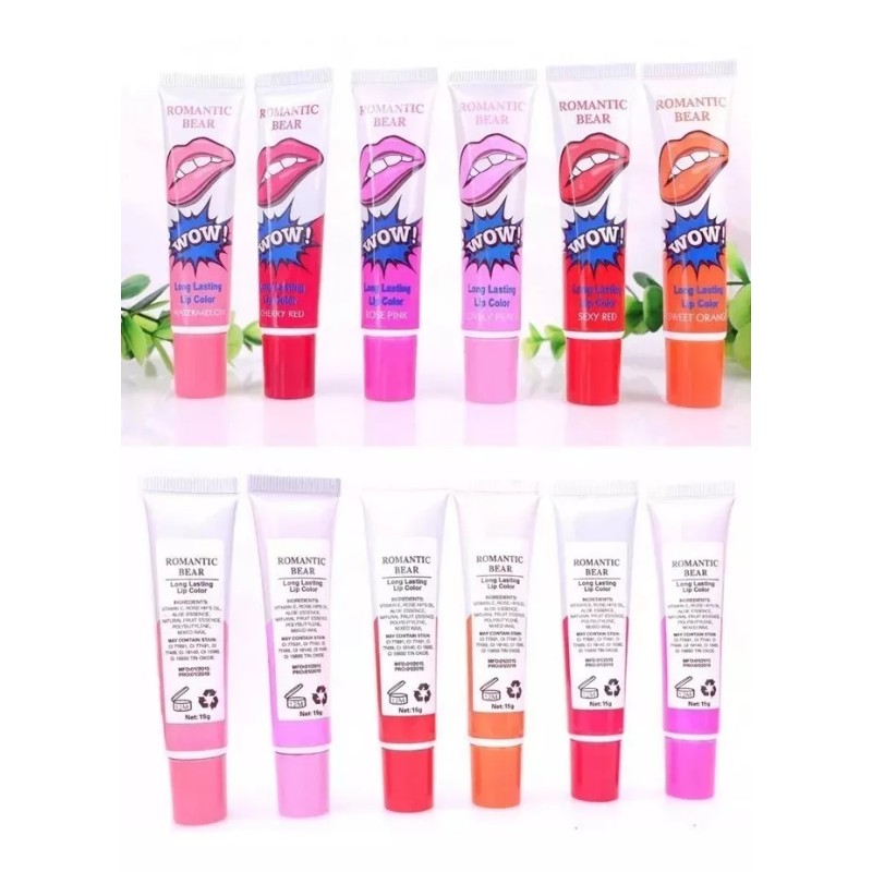 Wow Romantic Bear Set 6 Labiales Romantic Bear Indeleble Tinta