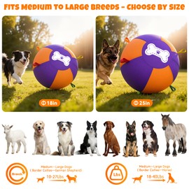 Pet Deluxe 3.0 Upgraded Herding Ball for Dogs - 18" Heavy-Duty Interactive Dog Toy,Reinforced Oxford Cover & Loops,Thick PVC Bladder,Fast Pump,Outdoor Herding Toy for Border Collie,Australian Shepherd