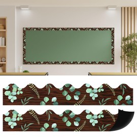 Lyreh 12pcs Eucalyptus Magnetic Bulletin Board Borders, Funny Wood Grain Eucalyptus Bulletin Board Borders Practical Decorations Accessories for Home School Classroom Office