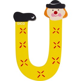 Wooden Letters Name Children's Room Large Decoration for the Door, Funny Clowns, A-Z, Height Approx. 9 cm, Wooden Letter 7361 (U)