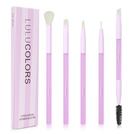 LULUCOLORS 5-Piece Eye Makeup Brush Set – Light Purple Edition with Cruelty-Free Bristles and Comfortable Rubber Finish Handles (Purple)