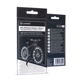 Luxshield Bicycle Reflector Stickers, Set of 64 for 26/27.5/28/29 Inch Bicycle Rim – Complementary to Cat's Eyes – Bicycle Foil Rim Edge Sticker