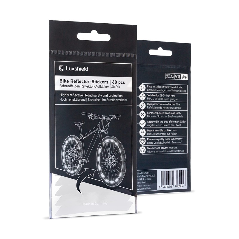 Luxshield Bicycle Reflector Stickers, Set of 64 for 26/27.5/28/29 Inch