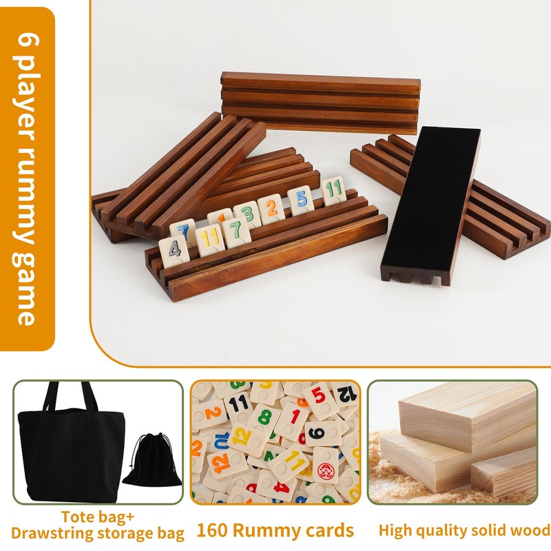 Rummy Cube Board Game, Equipped with 160 Rummy Tiles, 6