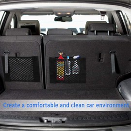 Mesh Bag Pack of 4 Car Luggage Net, 30 x 25 cm, Universal Protective Net Elastic Boot Net with Velcro Fastening for Car/SUV Boot Luggage Net Made of Nylon