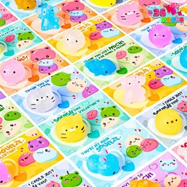 Joiedomi 28Pcs Mochi squishy toy Toys Prefilled Hearts with Kids Valentines Cards 2025 Valentine Exchange Cards / 28Pcs Kids Valentines Cards With Glitter Mochi Squishy Toys Stress Relief Fidget Toys Springtok - Style: 36Pcs  Glitter Mochi Toys