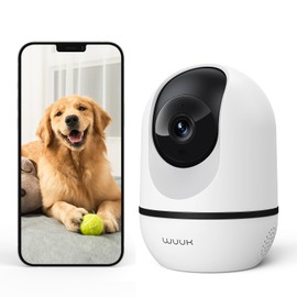 4MP Indoor Security Camera, WUUK 360° Camera Surveillance for Baby Monitor/Pet, 2.4G WiFi Home Security Camera with Motion Detection & Tracking, IR Night Vision, 2-Way Audio, Compatible with Alexa