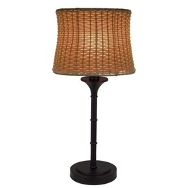 25.25"H Outdoor / Indoor Basketweave Table Lamp-Brown