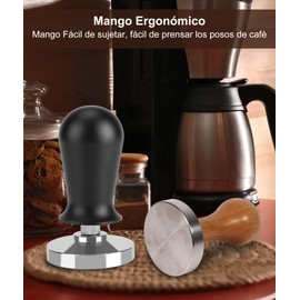 BestYiJo Prensador de Espresso de Acero Inoxidable de 58mm/51mm Tamper de Café Base Plana Herramienta de Prensa de Granos de Café para oficina, cafetería (51 mm, Negro)