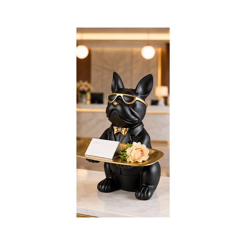 Bulldog Statue with Storage Tray for Keys and Jewelry –