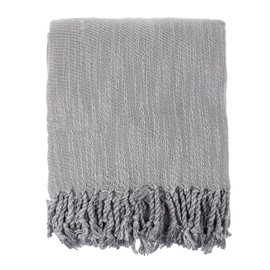 Fennco Styles Gray Classic Woven Throw Blanket with Tassels – Soft & Cozy 50" x 60"