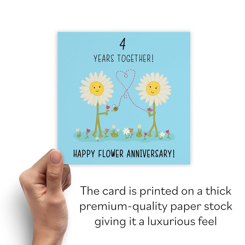 Hunts England - 4th Wedding Anniversary Card - Flower Anniversary