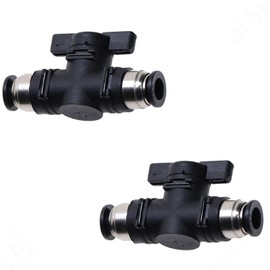 Jienk 2Packs Pneumatic 1/4"x 1/4" Tube OD Ball Valve, Push to Connect Fitting Air Flow Control Valve