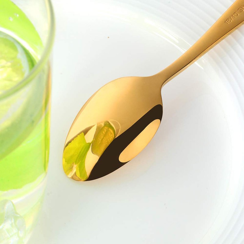 Bisda 8-Piece Coffee Spoon Set, 18/10 Stainless Steel Gold Tea