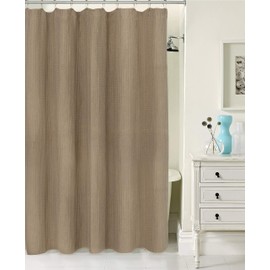 Dainty Home Textured Waffle Fabric 70" x 72" Machine Washable Imperial 100% Cotton Shower Curtain, Solid Coffee