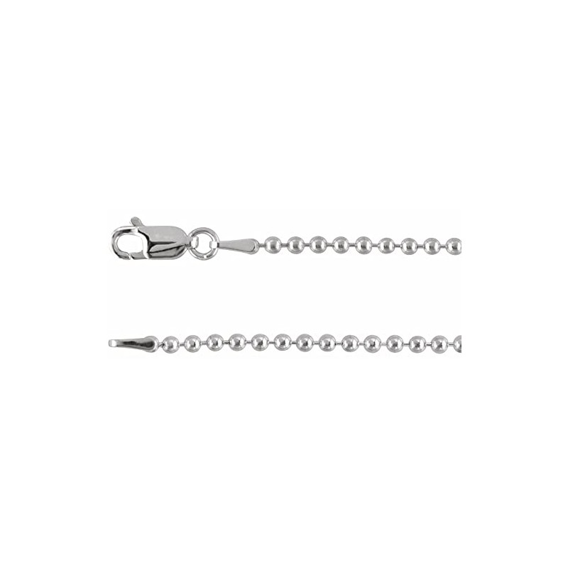 Solid 925 Sterling Silver 2mm Bead Chain Necklace 20"