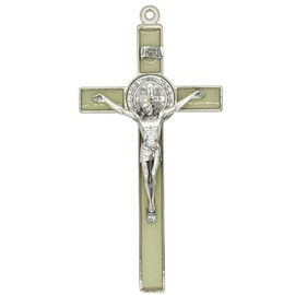 Glow in the Dark Saint Benedict Crucifix | Patron Saint of Students | Catholic Wall Decoration | Spiritual Protection | Great Gift for First Holy Communion and Confirmation | Made in Italy