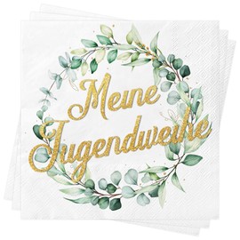 Napkins Youth Consecration Decoration, Pack of 80 Youth Consecration Napkins Boys Girls Table Decoration My Youth Consecration Napkins with Eucalyptus, Youth Consecration Finally Adult Party