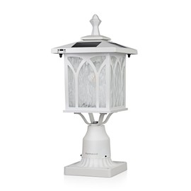 Kemeco ST4328Q-W Solar Post Light Outdoor Cast Aluminum White Fixture with 3 Inch Pire Mount for Pole Pillar Yard Garden Landscape Entryways Décor