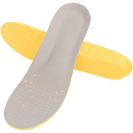Plantillas de zapatos, plantillas de espuma viscoelástica, plantillas ortopédicas, inserto de zapatos para hombres y mujeres, proporcionando una gran absorción de impactos y cojín, soporte de arco, Amarillo/Gris, S (Women 5-6/ Kids 2-5)