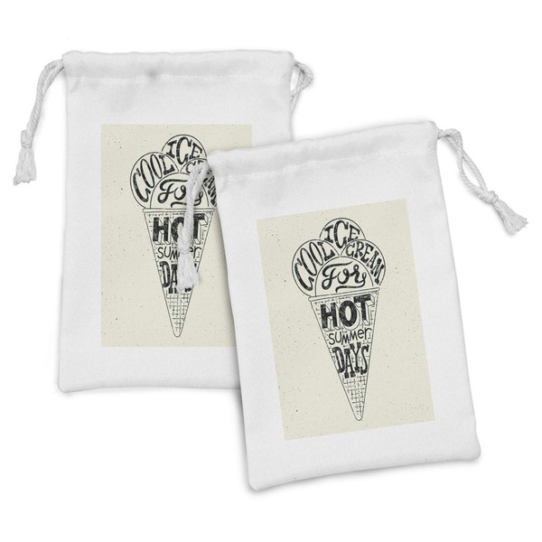 Ambesonne Ice Cream Fabric Pouch Set of 2, Grunge Style
