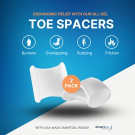 NatraCure Advanced Gel Toe Separator (w/Toe Loop) - Spacer, Corrector, Straightener to Cushion and Align Bent, Crooked, Overlapping Toes - Corns, Pinky Tailor Bunions - (1104-M CAT 2PK) - Size: Small