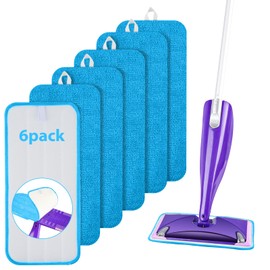 URAQT Reusable Mop Refill Pads for Flash Power mop, 6 PCS Mop Pads Microfibre Wet Dry Cleaning Mop Pad Machine Washable Up, for Wet Dry Floor Cleaning Tiles Hardwood Laminate Floor