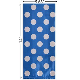 Unique Polka Dot Cellophane Bags, 11x5 Inch (Pack of 20), Powder Blue