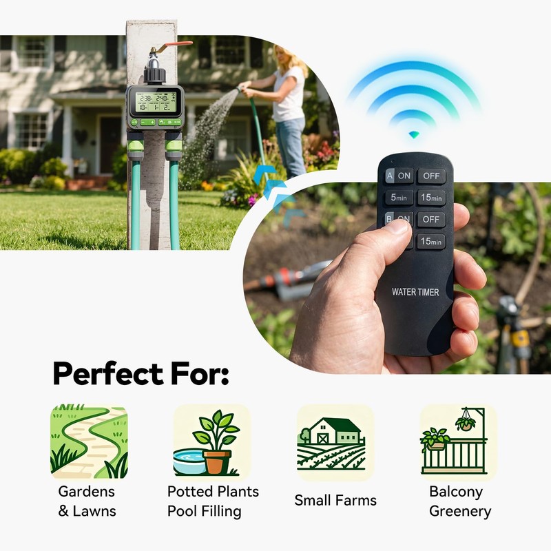 NexusLab Wireless Remote Hose Timer, 4 Programmable Watering Schedules (1
