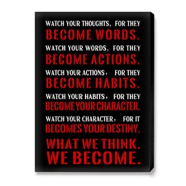 Watch Your Thoughts for They Become Words Canvas Wall Decor,Inspirational Quotes Office Wall Art,Motivational Canvas Framed Decor Ready To Hang For Office Home Bedroom