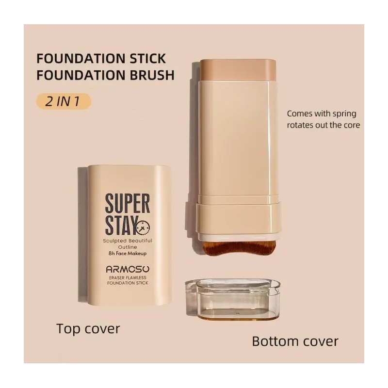 Base De Maquillaje, Corrector Y Contorno En Barra + Pincel