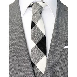 ZENXUS Cotton Skinny Ties for Men, 2.5 inch Slim Casual Neckties, Plaid, Stripe, Floral and Solid Ties Assorted, 4-Pack