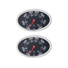 Mtsooning 3 Inch Gas Grill Lid Thermometer, 2PCS BBQ Gauge Stainless Steel Heat Indicator, Oval Barbecue Temperature for Outside Chrcoal Grill Smoker