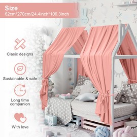 HOTUT House Bed Canopy, 2 Pieces Bed Canopy, Baby Bed Made of Muslin, Soft and Breathable Canopy, Children's Room Decoration, Baby Bed Canopy Decoration Set for Girls and Boys - 62 x 270 cm, Dark Pink