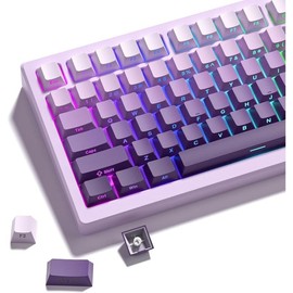 Womier Double Shot PBT keycaps Set,Shine Through keycaps 60% 75%,Cherry Profile Keyboard keycaps,Gradient Purple,Side Printed keycap for Mechanical Gaming Keyboards(136key) - Color: Black/White