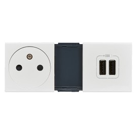 Legrand Mosaic leg99605 Power Outlet with 2 USB Charger, White