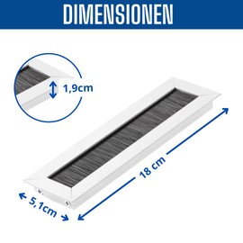 GTV - Merida Cable Grommet - Cable Grommet Rectangular Cable Organiser for Furniture Cable Pass / Designed for Installation in the Worktop / 51 x 180 mm / Aluminium