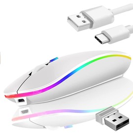 GADIRIA Wireless Optical Mouse 2.4GHz Bluetooth 5.0 Dual Mouse White