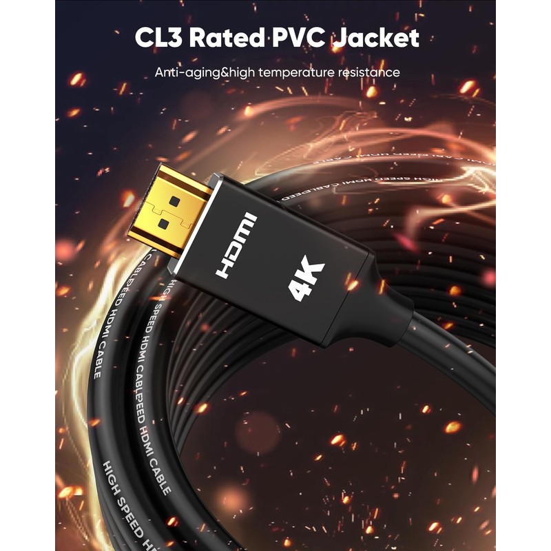 Capshi 4K Long HDMI Cable 30ft/9M, in-Wall CL3 Rated HDMI