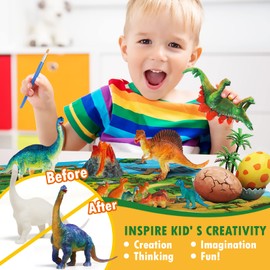Lehoo Castle Dinosaur Painting Kit, Dinosaurs Craft Kits for Kids, DIY Dinosaurs Craft Toys Gift for Boys & Girls Age 3 4 5 6 7 8