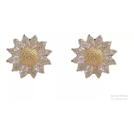 TENDER LIHOME Aretes De Girasol Chapado En Oro Broqueles Zirconia Cúbica