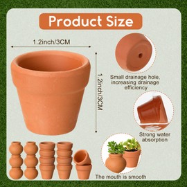 20 Pcs 0.9'' 1.2'' Terracotta Pot Small Mini Clay Pots Tiny Terra Cotta Pots Small Flower Pots with Drainage Hole Pottery Planter for Indoor Outdoor Plants DIY Craft Desktop Windowsill Decor, 2 Styles