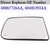 Ram Passenger Side Towing Mirror Glass Compatible with 2009-2020 Dodge