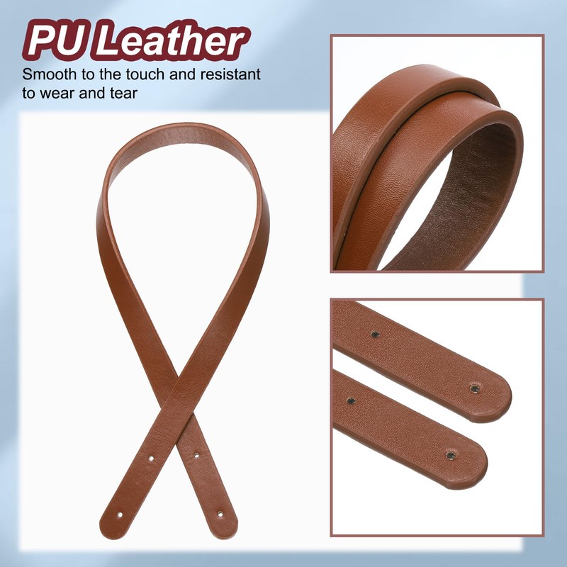 sourcing map 2Pcs PU Leather Bag Handle, 25.6" Handbag Straps