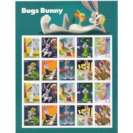 U.S. Forever Postage Sellos Celebrando Bugs Bunny & His Marvelous Masquerades Representados en 10 trajes clásicos diferentes a lo largo de su carrera de 80 años. 1 panel de 20 sellos (1 hoja de sello (20 sellos))