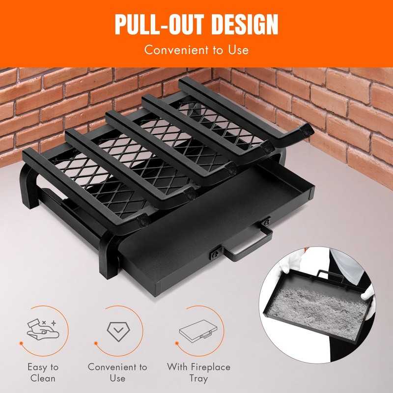 IGOHEALS Fireplace Grate 17 Inch- Wood Stove Fireplace Log Grates