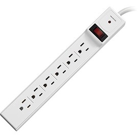 Compucessory 55155 Power Strip,6 Outlet,Built-in Circuit Breaker,6-Ft Cord,Gray