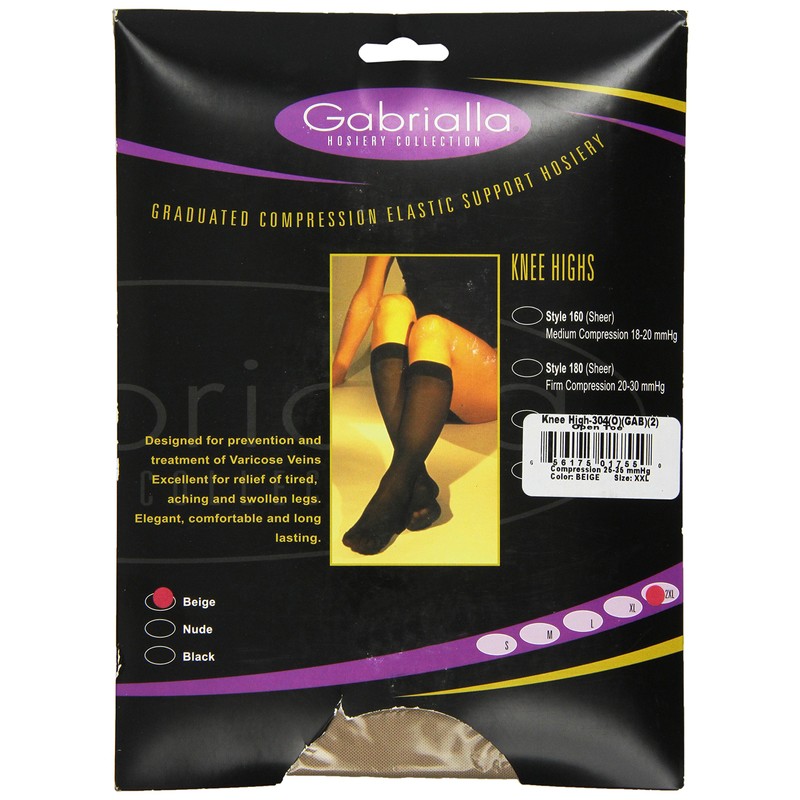 GABRIALLA 25-35 mmHg 2X-Large Beige H-304(O) Microfiber Knee Highs Compression