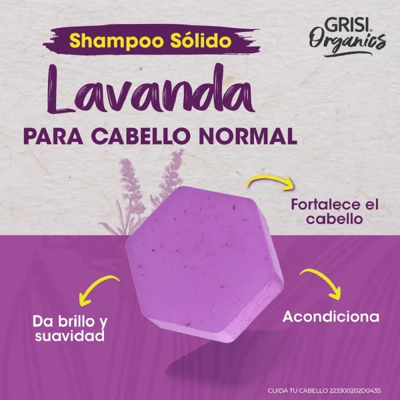 Grisi Organics, Shampoo Sólido Lavanda, 75 Gr