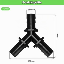 LONGRUN Pond Adapter 1 Inch Y-Type Barb Adjustment Air Hose Fittings, Garden Quick Connector for Overflow Waterfall Fountain Pipe with 3 Hose Clamp